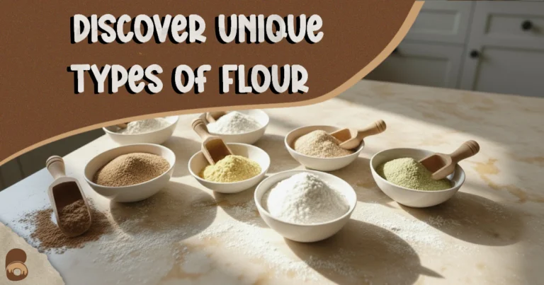 Assorted types of flour displayed in bowls for creative baking