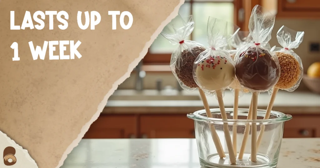 Homemade Starbucks cake pops stored in a container on a rustic kitchen counter.