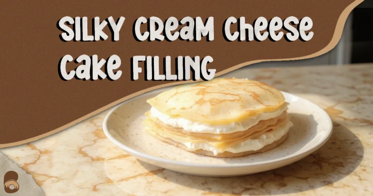 Overhead view of crepes filled with cream cheese cake filling on a marble countertop.