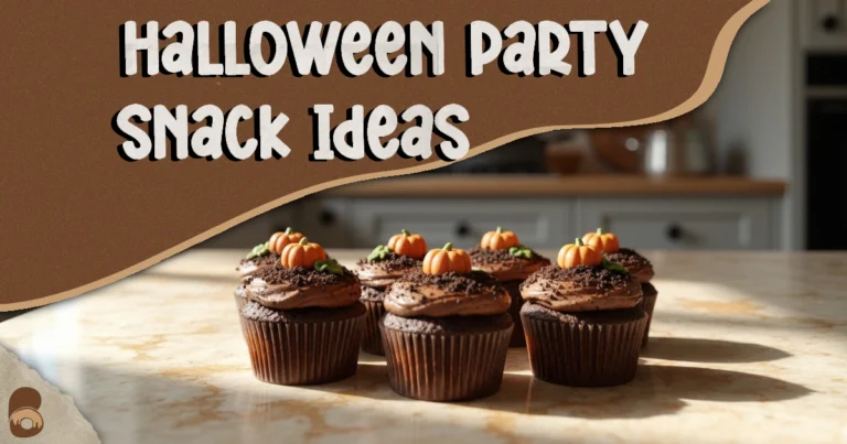 Chocolate cupcakes decorated as pumpkin patch for halloween snack ideas