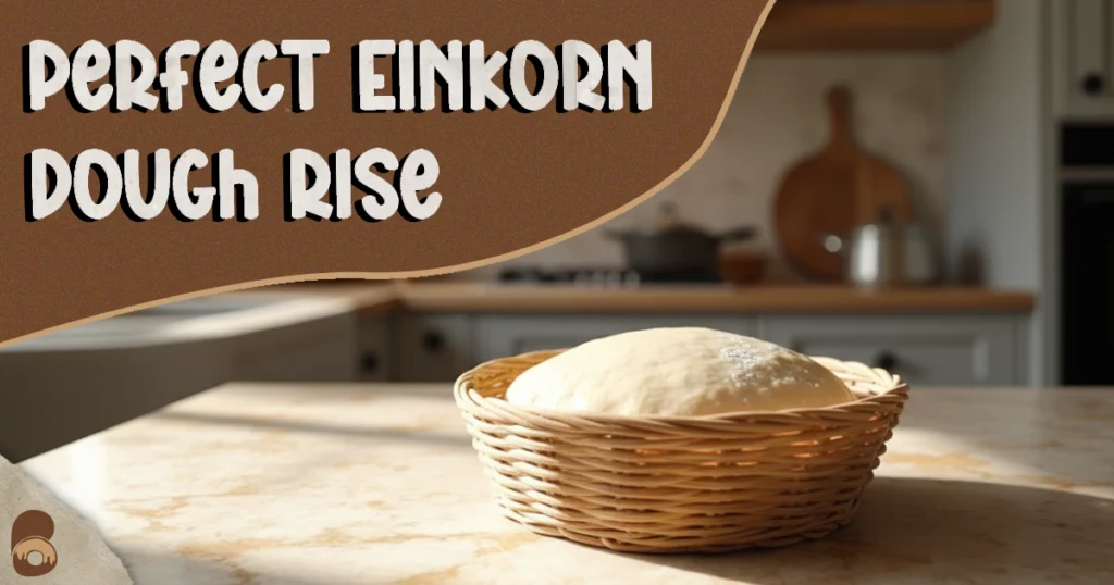 Einkorn flour bread dough rising in a banneton during bulk fermentation.