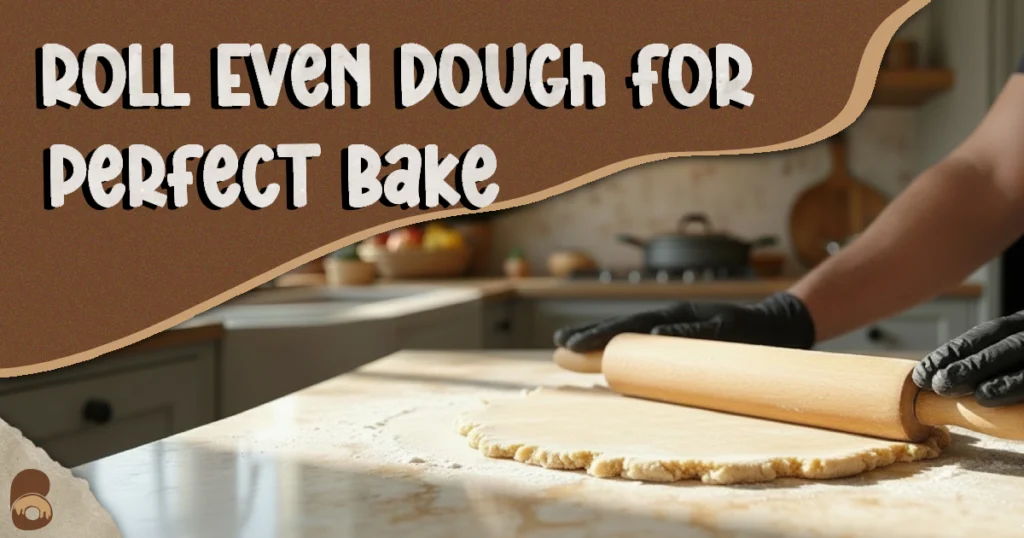 Gloved hand rolling vegan sugar cookie dough on floured marble countertop.
